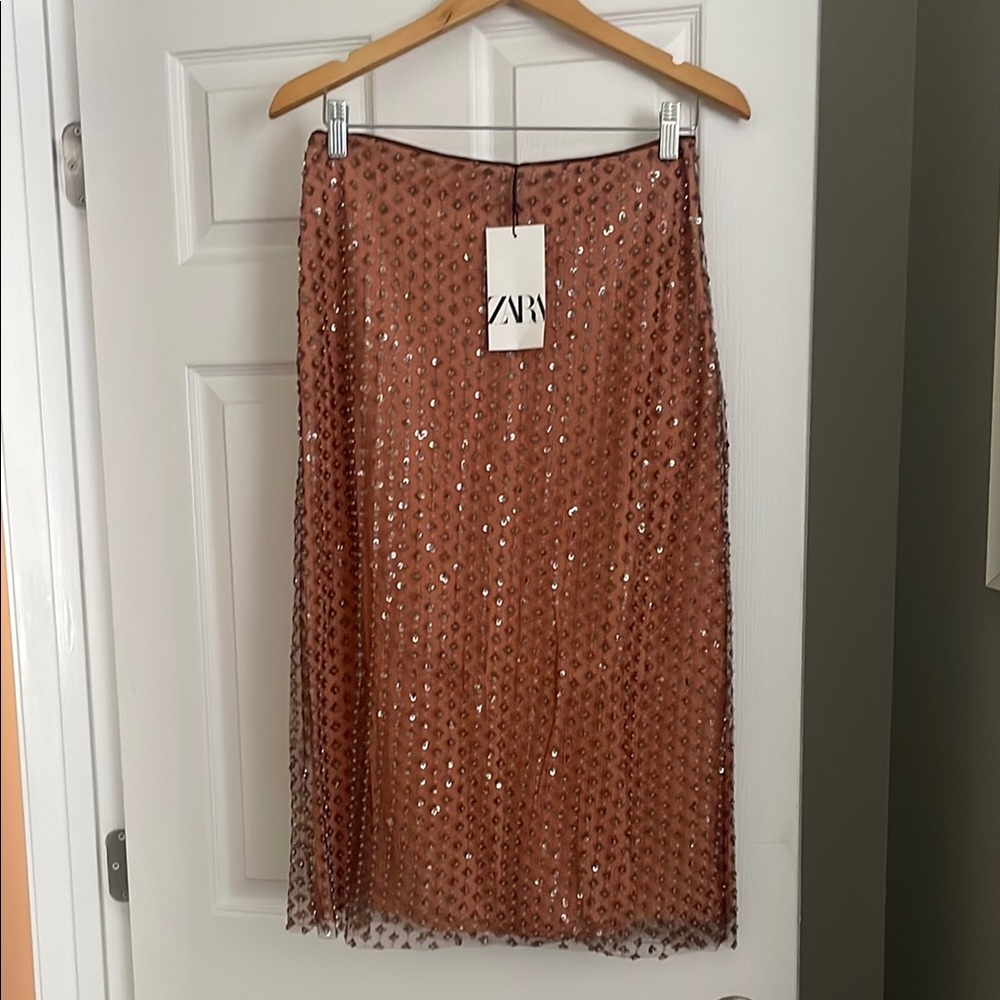 Zara Sequin Brown Skirt